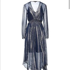 Maje Metallic Dress with Black Slip
